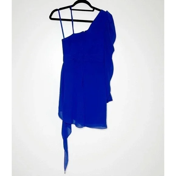NWT Ieena For MacDuggal One Shoulder Mini Dress Women's Blue Size 2